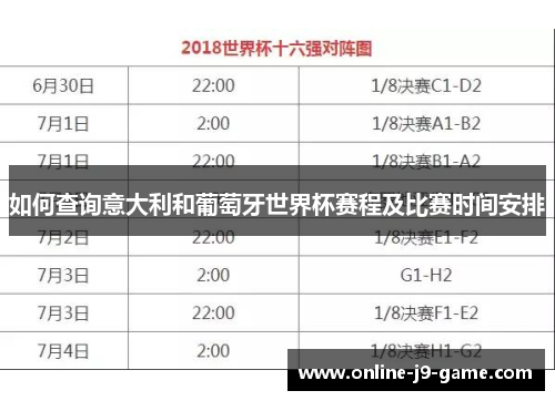 如何查询意大利和葡萄牙世界杯赛程及比赛时间安排